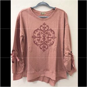 Democracy Drawstring Sleeve Embroidered Sweater